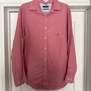 Nautica Men's Long-Sleeve Button-Up Shirt - Pink